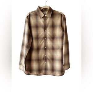 COS NWT men’s brown plaid checked organic cotton shirt